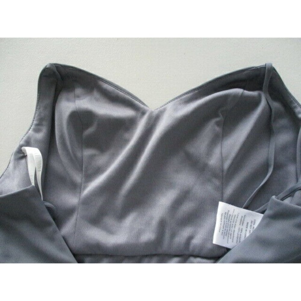 David's Bridal Womens Size 10 Gray Chiffon Prom Cocktail Dress Spaghetti Strap - Picture 11 of 11